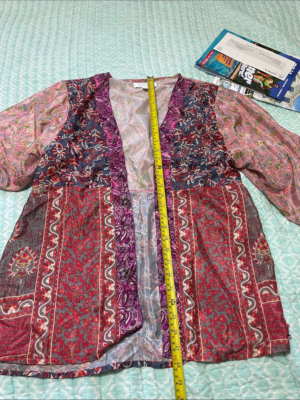 patchwork open front kimono jacket - Picture 5 of 5